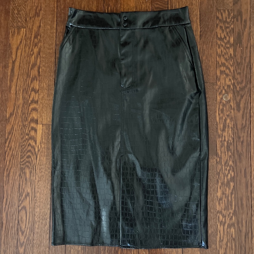 Faux crocodile leather skirt